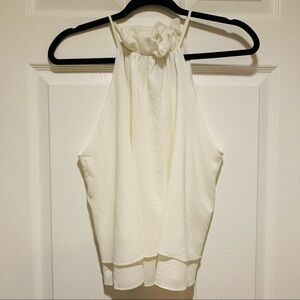 Off white high neck layered tank tunic blouse (L)